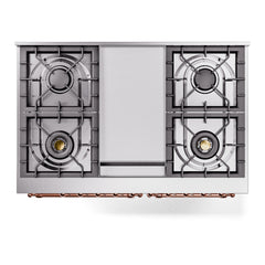 ILVE Nostalgie II 40 inch Dual Fuel Range with Double Ovens, 6 Burners and Griddle Triple Glass Door - UPD40FNMP