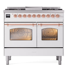 ILVE Nostalgie II 40 inch Dual Fuel Range with Double Ovens, 6 Burners and Griddle Triple Glass Door - UPD40FNMP