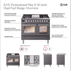 ILVE Professional Plus II 40 Inch Dual Fuel Range - UPD40F
