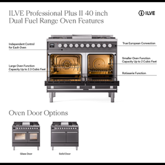 ILVE Professional Plus II 40 Inch Dual Fuel Range - UPD40F