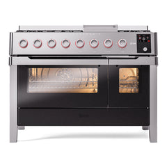 ILVE Panoramagic 48″ Dual Fuel Range with 8 Burners & Griddle, 5.02 cu. ft. - UPM12FDS3SS