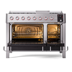 ILVE Panoramagic 48″ Dual Fuel Range with 8 Burners & Griddle, 5.02 cu. ft. - UPM12FDS3SS