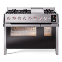 ILVE Panoramagic 48″ Dual Fuel Range with 8 Burners & Griddle, 5.02 cu. ft. - UPM12FDS3SS