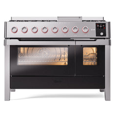 ILVE Panoramagic 48″ Dual Fuel Range with 8 Burners & Griddle, 5.02 cu. ft. - UPM12FDS3SS