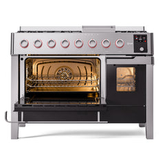 ILVE Panoramagic 48″ Dual Fuel Range with 8 Burners & Griddle, 5.02 cu. ft. - UPM12FDS3SS