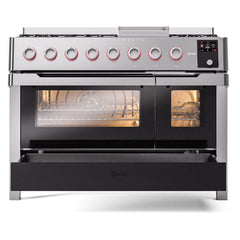 ILVE Panoramagic 48″ Dual Fuel Range with 8 Burners & Griddle, 5.02 cu. ft. - UPM12FDS3SS