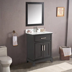 Vanity Art 30"Bath Vanity with Engineered Marble Top in White with Basin and Mirror - VA1030