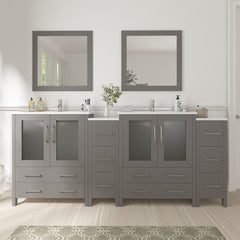 Vanity Art 72" Double Basin Bathroom Vanity with Top in White Ceramic and Mirror - VA3024-72