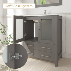 Vanity Art 84" Double Basin Bathroom Vanity with Top in White Ceramic and Mirror - VA3024-84