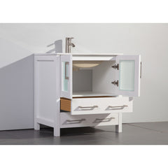 Vanity Art 72-Double Sink Bath Vanity with White Ceramic Top and Mirror - VA3030-72