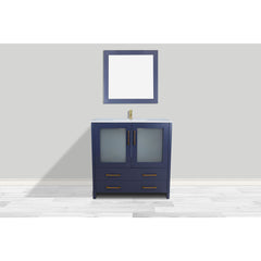 VANITY ART 36" Single Basin Bathroom Vanity with Top in White Ceramic and Mirror - VA3036