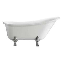 Vanity Art 68.9-Inch Freestanding Acrylic Clawfoot Bathtub with Polished Chrome Pop-Up Drain in White - B3102