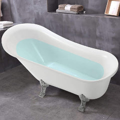 Vanity Art 68.9-Inch Freestanding Acrylic Clawfoot Bathtub with Polished Chrome Pop-Up Drain in White - B3102