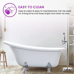 Vanity Art 68.9-Inch Freestanding Acrylic Clawfoot Bathtub with Polished Chrome Pop-Up Drain in White - B3102
