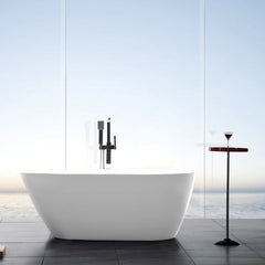 Vanity Art 59" Freestanding Acrylic Soaking Tub with Polished Overflow & Pop-Up Drain - B5151