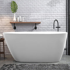 Vanity Art 59" Freestanding Acrylic Soaking Tub with Polished Overflow & Pop-Up Drain - B5151