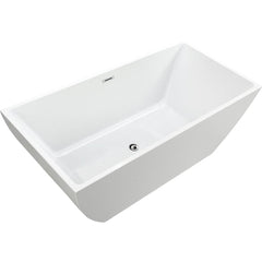 Vanity Art 67" Acrylic Flatbottom Freestanding Soaking Bathtub in White - VA6821-L