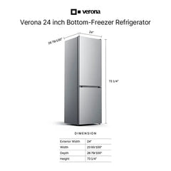 Verona 24 inch Bottom Freezer Refrigerator with 11.4 cu. ft. Total Capacity, Automatic Ice Maker, Sabbath Mode, Energy Star - VEFBF2411RISL - The Home Selection