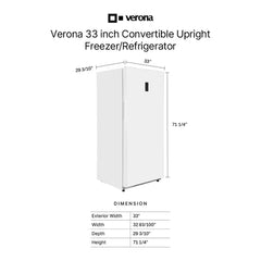 Verona 33 inch Convertible Upright Freezer/Refrigerator with 20.2 cu. ft. Capacity, Exterior Control Panel, Garage Ready, Energy Star - VEFCF3320 - The Home Selection
