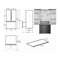 Verona 33 inch Freestanding French Door Refrigerator with 16.5 cu. ft. Capacity, Automatic Ice Maker, Recessed Handle - VEFFD3316RISL - The Home Selection