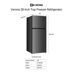 Verona 28 inch Top Freezer Refrigerator with 17.6 cu. ft. Total Capacity, Reversible Doors, Recessed Handle, Energy Star - VEFTF2817R - The Home Selection