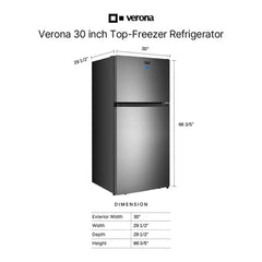 Verona 30 inch Top Freezer Refrigerator with 18.1 cu. ft. Total Capacity, Reversible Doors, Recessed Handle, Energy Star - VEFTF3018R - The Home Selection