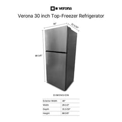 Verona 30 inch Top Freezer Refrigerator with 21 cu. ft. Total Capacity, Reversible Doors, Recessed Handle, Energy Star - VEFTF3021R
