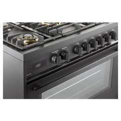 Verona 36" Ultima Midnight Collection Freestanding Dual Fuel Range with 5 Sealed SABAF Brass Burners, 5 cu. ft. Oven Capacity in Matte Black - VMFSGE365EE