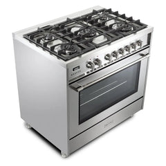 Verona  36" Prima Series Freestanding Dual Fuel Range – Stainless Steel - VPRFSGE365SS