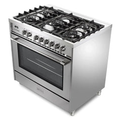 Verona  36" Prima Series Freestanding Dual Fuel Range – Stainless Steel - VPRFSGE365SS
