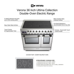 Verona 36 inch Ultima Double Oven Electric Range with 5 Radiant Elements, 4.1 cu. ft. Total Oven Capacity - VUFSEE365D