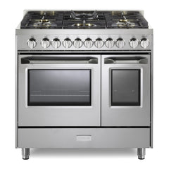 Verona 36 inch Ultima Collection Double Oven Gas Range with 5 Brass Burners, 4.1 cu. ft. Oven Total Capacity (Stainless Steel) - VUFSGG365DSS - The Home Selection