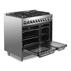 Verona 36 inch Ultima Collection Double Oven Gas Range with 5 Brass Burners, 4.1 cu. ft. Oven Total Capacity (Stainless Steel) - VUFSGG365DSS - The Home Selection