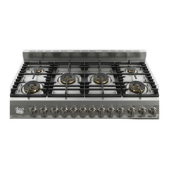 Verona 48 inch Ultima Collection Gas Range with 6 Brass Burners, 5.2 cu. ft. Oven Total Capacity, LP Conversion Kit, Analog Temperature Indicator - VUFSGG486DSS