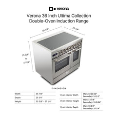 Verona 36 inch Ultima Double Oven Electric Range with 5 Radiant Elements, 4.1 cu. ft. Total Oven Capacity - VUFSEE365D