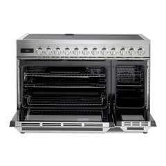 Verona 48 inch Ultima Collection Induction Range with 7 Elements, Griddle, 6.5 cu. ft. Total Oven Capacity, Bridge Control, Digital Clock (Stainless Steel) - VUFSIE487DSS