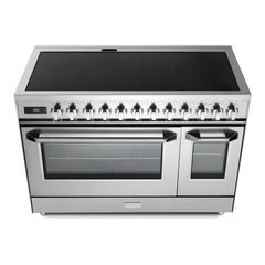 Verona 48 inch Ultima Collection Induction Range with 7 Elements, Griddle, 6.5 cu. ft. Total Oven Capacity, Bridge Control, Digital Clock (Stainless Steel) - VUFSIE487DSS