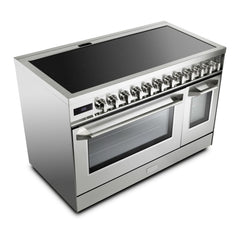 Verona 48 inch Ultima Collection Induction Range with 7 Elements, Griddle, 6.5 cu. ft. Total Oven Capacity, Bridge Control, Digital Clock (Stainless Steel) - VUFSIE487DSS