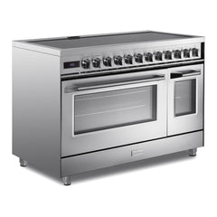Verona 48 inch Ultima Collection Induction Range with 7 Elements, Griddle, 6.5 cu. ft. Total Oven Capacity, Bridge Control, Digital Clock (Stainless Steel) - VUFSIE487DSS