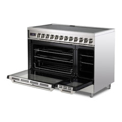 Verona 48 inch Ultima Collection Induction Range with 7 Elements, Griddle, 6.5 cu. ft. Total Oven Capacity, Bridge Control, Digital Clock (Stainless Steel) - VUFSIE487DSS