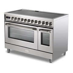 Verona 48 inch Ultima Collection Induction Range with 7 Elements, Griddle, 6.5 cu. ft. Total Oven Capacity, Bridge Control, Digital Clock (Stainless Steel) - VUFSIE487DSS