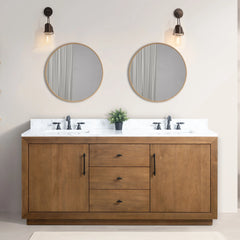 Vanity Art 72” Double Sink Bathroom Vanity in Tan - VA7072-DT