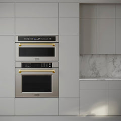 ZLINE 30 in. Autograph Edition Professional True Convection Single Wall Oven with Air Fry and Self Clean in Stainless Steel with Polished Gold Handle - WASZ-30-G