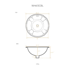 Whitehaus Decorative Round Fluted Design Drop-in Basin with Overflow and a 1 1/4" Center Drain - Polished Copper