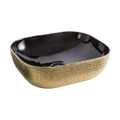 Whitehaus Isabella Plus Collection Rectangular Above Mount Basin with Center Drain - Black/Gold