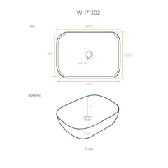 Whitehaus Isabella Plus Collection Rectangular Above Mount Basin with Center Drain - Carrara White