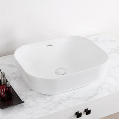 Whitehaus Isabella Plus Collection Rectangular Above Mount Basin with Center Drain - White