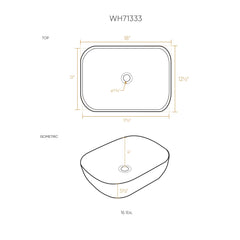 Whitehaus Isabella Plus Collection Rectangular Above Mount Basin with Center Drain - White