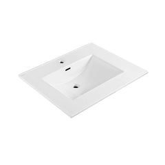 Whitehaus Countertop Vanity Sink with Integrated Rectangular Bowl and Overflow - 25 inch Single Hole