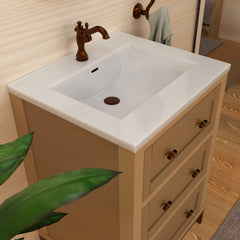 Whitehaus Countertop Vanity Sink with Integrated Rectangular Bowl and Overflow